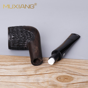 Muxiang Wood Smoking Pipe Bent Type 9mm Carbon Filter Tobacco Pipe For Personal Gift - Product Image 4