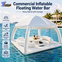 Île flottante gonflable commerciale pour fêtes aquatiques avec auvent, canapé et table pour complexe hôtelier, lac, plage, club