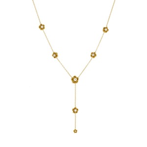 Gold Plated Rose Pendant Y Shape Chain Necklace With Diamond Inlay For Wedding Daily Wear - Product Image 5