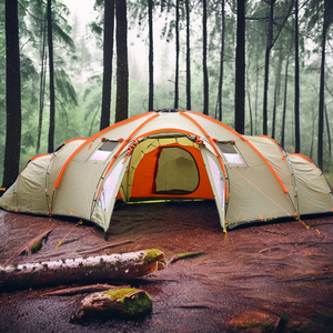 Tente dôme géodésique multi-pièces pour <span class=keywords><strong>camping</strong></span> familial, 4 saisons, imperméable, coupe-vent, glamping en plein air - Product Image 6