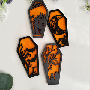 Ataúdes de Madera al por Mayor para Halloween, Juguetes de Ataúd de Gato Negro Cortado con Láser para Halloween, Ataúd de Casa Espeluznante, Decoración de Halloween - Product Image 5