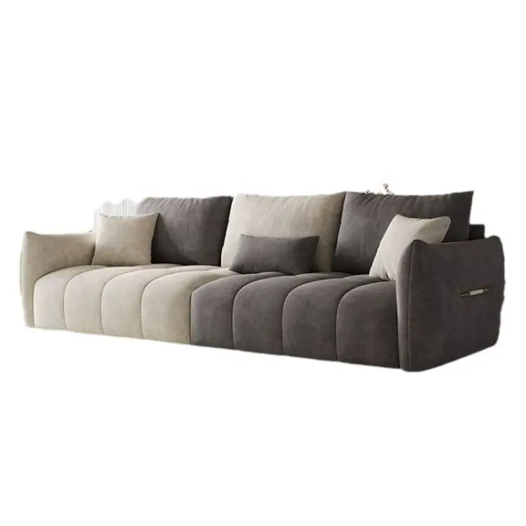 Conjunto de sofá de sala de estar com mesa de tecido de designer de luxo moderno preto