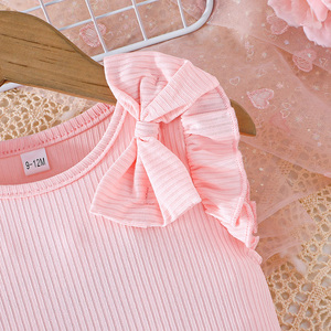 Conjunto Deportivo Casual de Dos Piezas para Niñas, Top con Mangas Volantes, Shorts Sólidos, Transpirable, Suave, Multicolor - Product Image 4