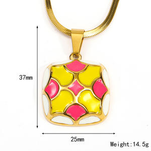 ยุโรปและสหรัฐอเมริกา ins ยุ้ยบุคลิกภาพเรขาคณิตประกบวางเคลือบจี้เหล็กไทเทเนียมฤดูใบไม้ร่วงฤดูหนาว fash - Product Image 2