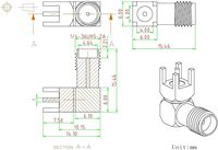 Conector SMA de ángulo recto coaxial RF Conectores coaxiales de montaje en PCB de orificio pasante hembra de 20mm