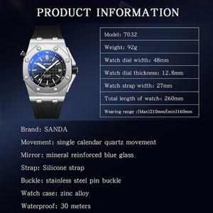 Reloj de Pulsera de Cuarzo para Hombre SANDA 7032, Cristal Azul, Calendario Simple, Resistente al Agua, Reloj de Negocios de Moda para Hombre - Product Image 4