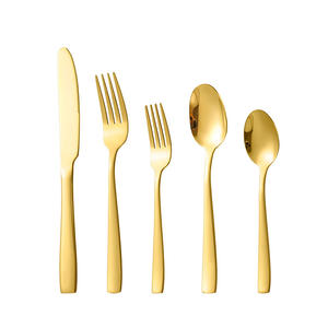 Juego de cubiertos de acero inoxidable de 5 piezas con mango cuadrado y revestimiento de titanio, duradero, para cocina occidental, uso doméstico y hotelero - Product Image 3