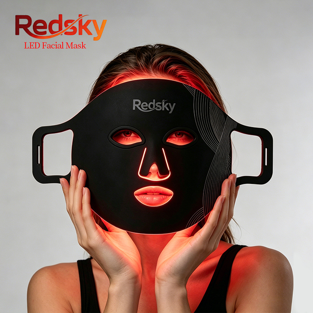 REDSKY 3 Colors Blue Red Facial Beauty LED Mask Silicone Photon Red Light Therapy Flexible Face Mask