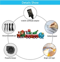 Tren Inflable Navideño de 3.6m (12 pies) con Santa Claus, Cajas de Regalo, Árbol, Bolas de Nieve, Ruedas y Luces LED para Decoración de Jardín Exterior