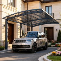 Tettoia a sbalzo a palo singolo in alluminio con tetto in policarbonato per villa di lusso, SUV, auto, protezione UV e antipioggia per vialetto