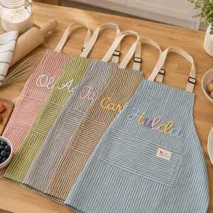 Delantal de Lino y Algodón, Duradero, Ecológico, Ligero, con Volantes y Rayas, con Bolsillos, Personalizable para Mujer - Product Image 5