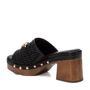 Carmela Women's Heeled Slipper Black 162334 Platform <b>Sandals</b> With Studs And Buckle Detail - Product Image 3