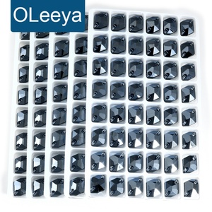 OLeeya - Cristales de Cristal Metálicos Plateados para Coser, Gemas de Estrás para Coser en Ropa, Pedrería de Cristal para Vestidos de Mujer - Product Image 1