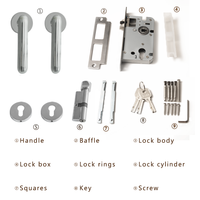 Serrure de porte intérieure chromée pour chambre, silencieuse, avec poignée symétrique et mécanisme de levier d'entrée pour usage domestique