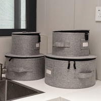 Organisateur de vaisselle en tissu pliable 4 pièces, design empilable, durable, rangement pour assiettes dans la cuisine