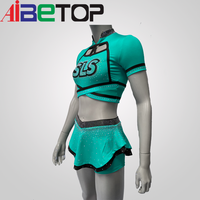 Uniforme de cheerleading personnalisé pour filles avec strass, haut court à manches courtes et dos croisé, jupe-short en polyester et élasthanne, service OEM, logo d'équipe