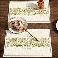 Set de table en cuir de style américain, moderne et minimaliste, résistant à la chaleur, isolé, imperméable et anti-taches, modèle A151 pour restaurant et hôtel
