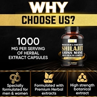 Capsules Shilajit de marque privée aux champignons 7 en un supplément de santé pour hommes poudre de maca crinière de lion meilleur booster masculin