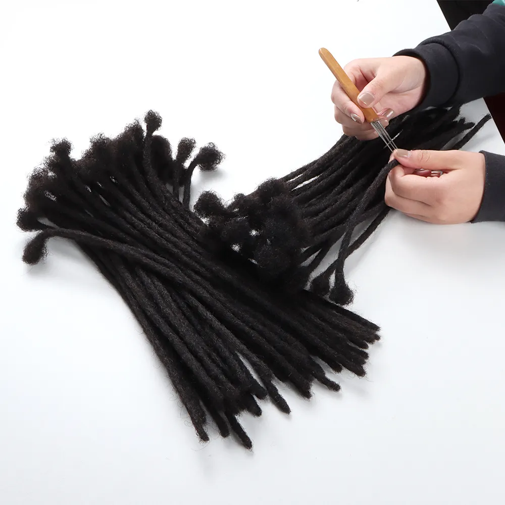 2022 Dreadlocks Human Hair Extensions crochet locs extensions strands handmade Dreadlocks Human Hair Curls Straight Hair