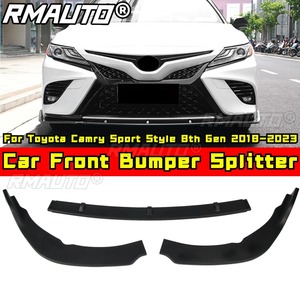 For Toyota Camry 8th Gen 2018-2023 Body Kit Front Bumper Spoiler Glossy Black Sport Style Front Bumper <b>Splitter</b> Car Accessories - Product Image 1