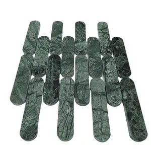 Verde Green Marble Stone Long Oval Mosaic,India Green Marble,Green Mosaic Tiles