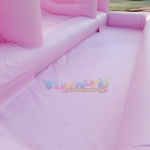 Château gonflable géant pour enfants, rose, avec toboggan et piscine à balles, double piste de saut. - Product Image 5