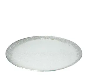 round mirror charger plates with silver rim clear glass dish plate for wedding event party