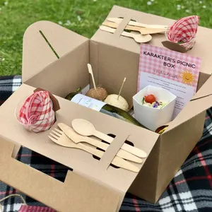 Holidaypac批发野餐派对巧克力饼干牛皮纸甜点餐盒餐饮包装拼盘盒