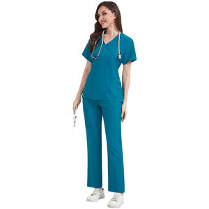 Ensemble de tuniques et de pantalons à col en V avec logo personnalisé, avec poche, uniforme d'infirmière, de médecin, de personnel hospitalier, en polyester, unisexe - Product Image 6