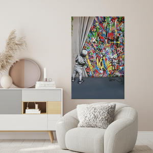 Exclusive Graffiti Glass Banksy-Inspired Printed <b>Canvas</b> <b>Wall</b> Art,WRAPPED <b>CANVAS</b> - Product Image 3