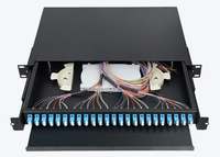 Panel Patch serat optik LC Duplex 24 Port 48F 96F kotak Terminal serat optik pemandu geser 48 core
