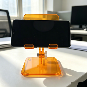 Premium <b>Foldable</b> Custom Logo Acrylic Phone Display Stand Portable Clear Rack for Storage - Product Image 3