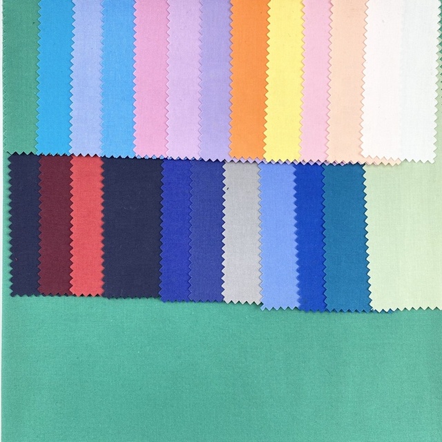 Factory Price Colorful 65/35 115GSM TC Polyester Cotton Solid Plain Dyed Poplin Uniform Fabric for T-shirt Garment