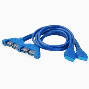 Cable de extensión de puerto de panel frontal de 50 cm con 2 conectores de 19/20 pines a 4 USB 3.0 hembra para chasis, con soporte de ranura PCI-<span class=keywords><strong>E</strong></span> de 12 cm - Product Image 2
