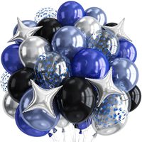 Kit de ballons thème Fête Spatiale Bleu Marine Argent Orange Jaune Agate Latex Rose Étoile 4D en Aluminium Décoration Anniversaire Garçon Enfant