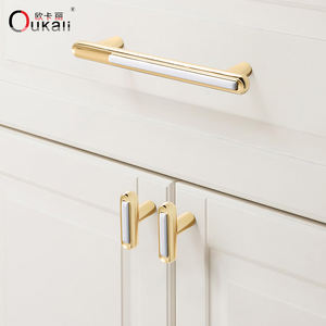 Oukkali grosir furnitur seng logam campuran lemari kabinet dapur menarik hitam putih emas Laci kabinet pegangan kenop pintu - Product Image 5