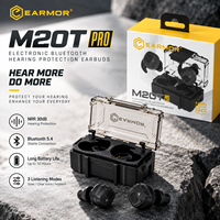 Écouteurs électroniques EARMOR M20T Pro, haut-parleur 10 mm, micro omnidirectionnel, sans fil 5.4, 10H d'autonomie, tactiques, noirs