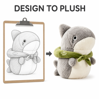 Boneka Hiu Plushie Custom Langsung dari Pabrik, Berdasarkan Desain OEM ODM, Boneka Karakter Isi Dakron untuk Merek IP Asli