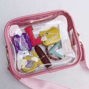 Sacs messager classiques pour femmes, broderie personnalisée, lettres DIY, sac à fermeture éclair en PVC transparent, approuvé pour les stades, hiver, automne, voyage - Product Image 3