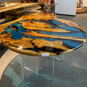 2020 nuevo diseño soporte personalizado de lujo de madera maciza de nogal azul claro río comedor muebles de la Sala de la resina de Epoxy de la Mesa de café - Product Image 1