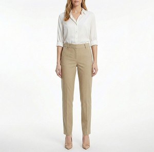 <span class=keywords><strong>Pantalon</strong></span> décontracté pour <span class=keywords><strong>femme</strong></span>, <span class=keywords><strong>kaki</strong></span>, <span class=keywords><strong>taille</strong></span> mi-<span class=keywords><strong>haute</strong></span>, respirant, écologique, tissé, ODM, printemps, double pli, coton et polyester - Product Image 1