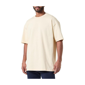 T-shirt de luxe pour hommes 100% coton vierge col rond motif solide manches courtes tissu tricoté lourd 220 grammes décontracté - Product Image 1