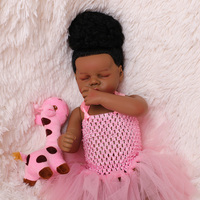 Boneka Reborn Lifereborn Berbobot Warna Hitam untuk Mengatasi Kecemasan, Sentuhan Lembut, Mainan Bayi dari Silikon Vinyl Penuh