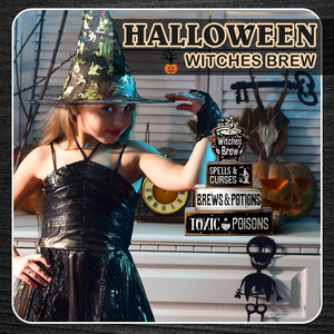 4ชิ้นแม่มดฮาโลวีนชงตกแต่งโต๊ะ: ป้ายไม้สำหรับถาดฉัตรบ้านไร่สะกดโต๊ะกลางโต๊ะ - Product Image 6