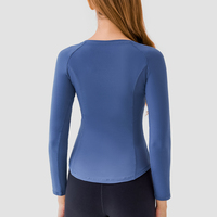 OEM ODM Ioga Logotipo personalizado Ropa de yoga Respetuoso con la piel Deportes Fitness Top Mujeres Camisetas de Yoga de manga larga