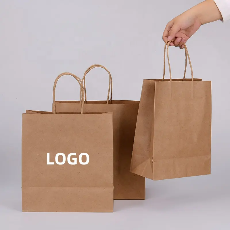 Custom Print Shopping Handle Kraft Paper Bag