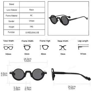 Lunettes de soleil rondes tendance rétro 2025 avec logo personnalisé, rivets punk, protection UV400, petite monture pour hommes et femmes - Product Image 6