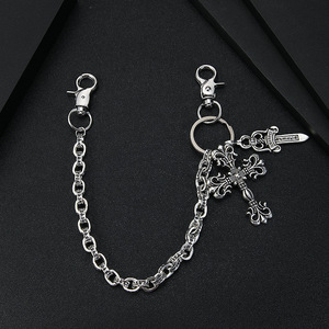 Punk Hip Hop Y2K Street Style Metal Iron Silver Cross <strong>Waist</strong> Pocket <strong>Chains</strong> Gothic Multi-layer Dice Pendant Jean Wallet <strong>Chains</strong> - Product Image 3