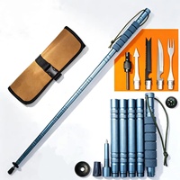 Bâton de randonnée tactique en alliage d'aluminium à 6 sections, kit de survie intégré, portable, léger, durable, embout en caoutchouc pour la randonnée