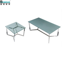Table basse en verre trempé, en acier inoxydable, finition brillante, qualité supérieure